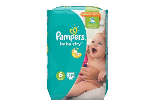 PAMPERS COUCHES BÉBÉ BABY-DRY TAILLE 6 - 19 COUCHES (13-18 kg)