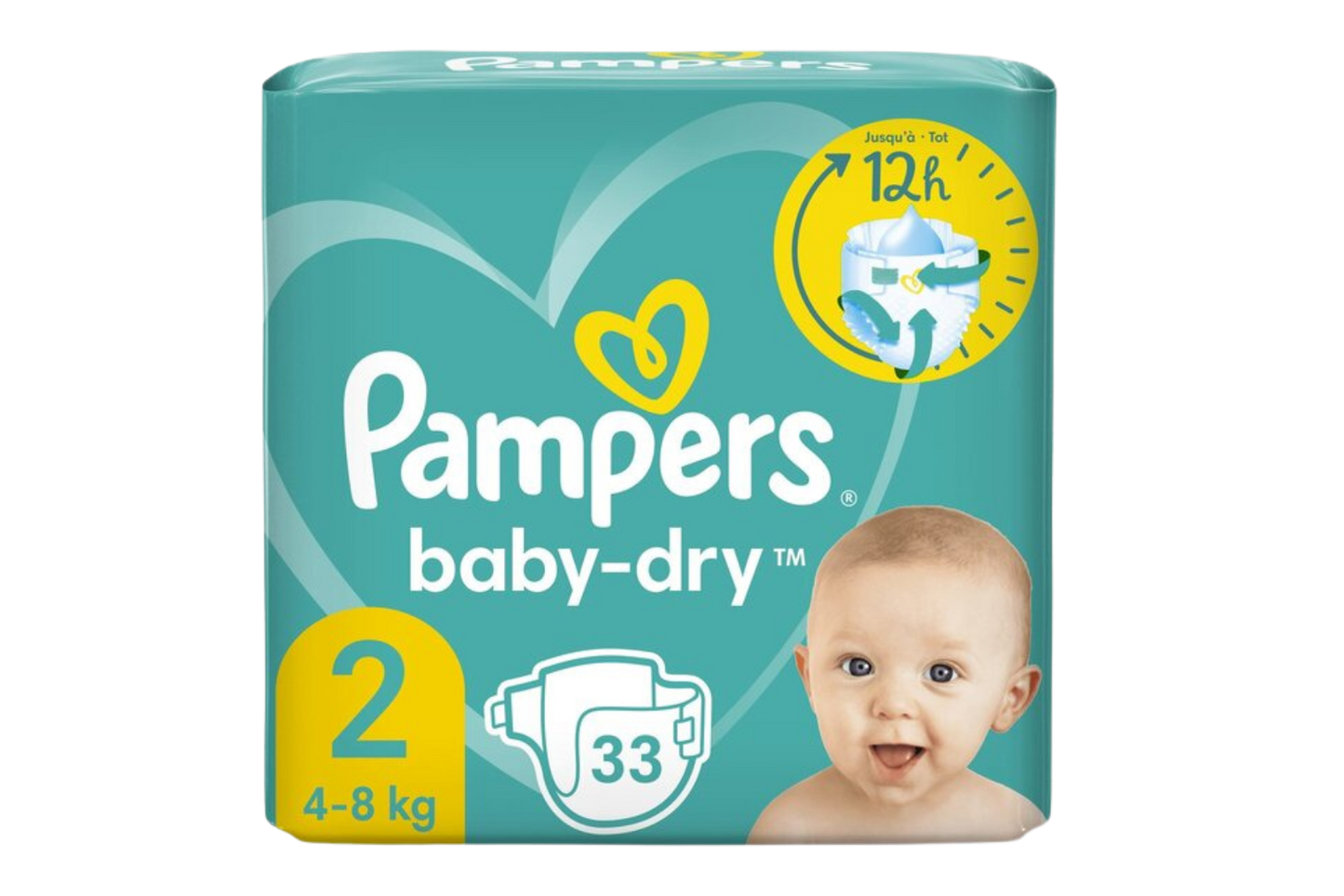 PAMPERS BABY-DRY TAILLE 2 (4-8KGS) 33 COUCHES