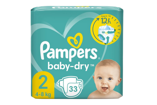 PAMPERS BABY-DRY TAILLE 2 (4-8KGS) 33 COUCHES