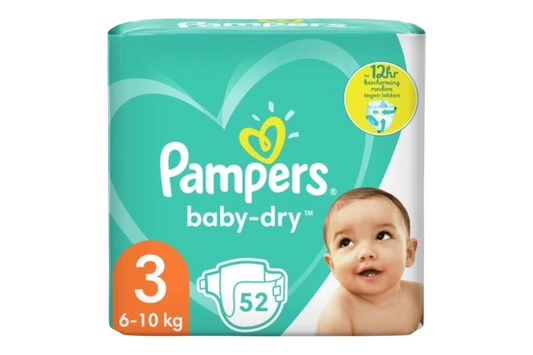 PAMPERS COUCHES BÉBÉ BABY-DRY TAILLE 3 - 52 COUCHES (6-10 kg)