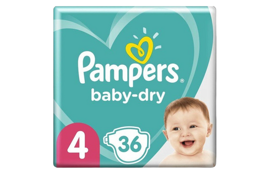PAMPERS COUCHES BÉBÉ BABY-DRY TAILLE 4 - 36 COUCHES (9-14 kg)