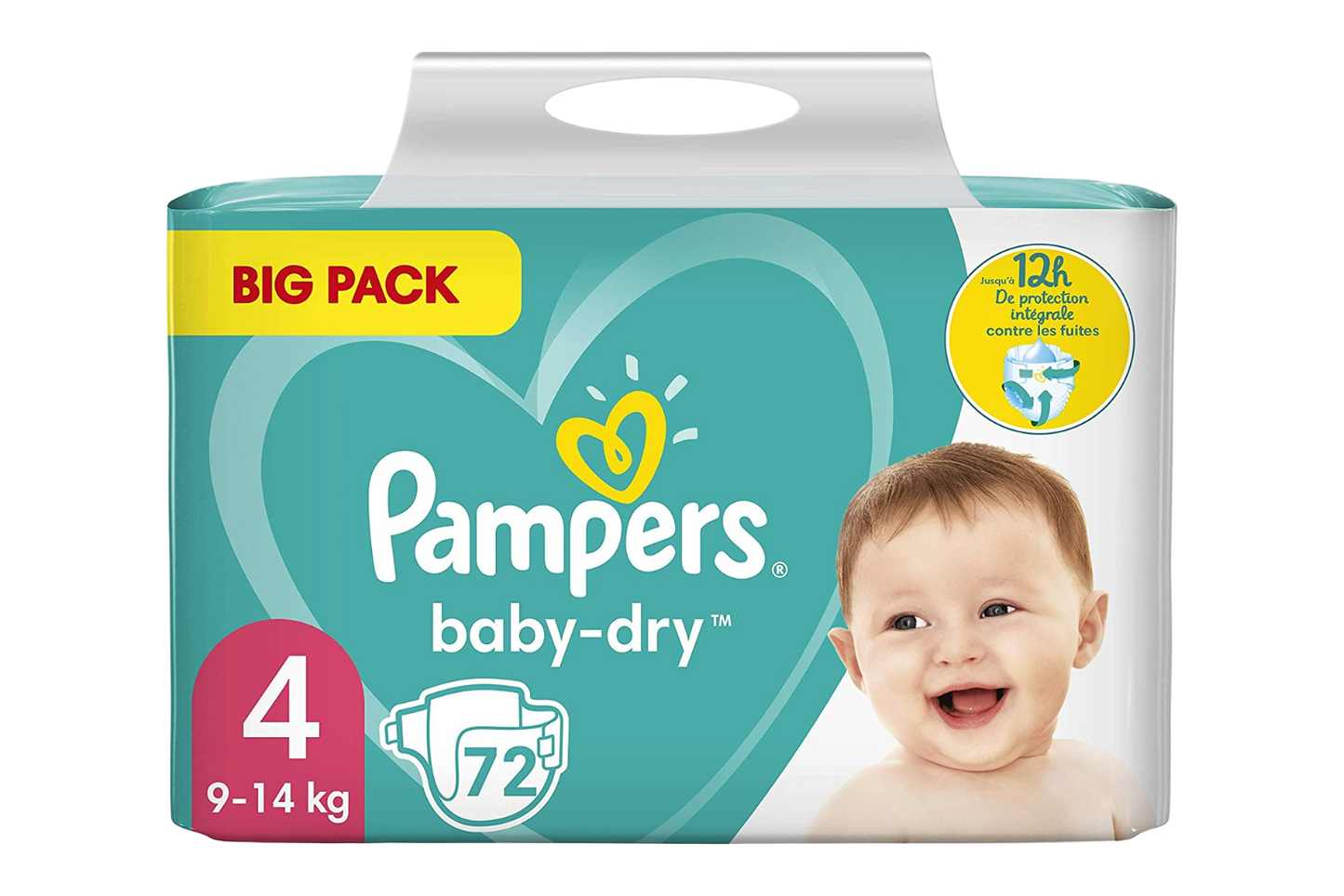 PAMPERS COUCHES BÉBÉ BABY-DRY TAILLE 4 - 72 COUCHES (9-14 kg)
